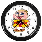 Happy Blue Eyed Boy Wall Clock (Black)