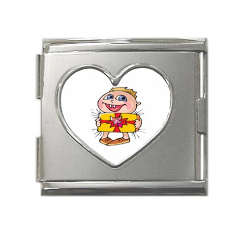 Happy Blue Eyed Boy Mega Link Heart Italian Charm (18mm) from ArtsNow.com Front