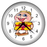 Happy Blue Eyed Boy Wall Clock (Silver)