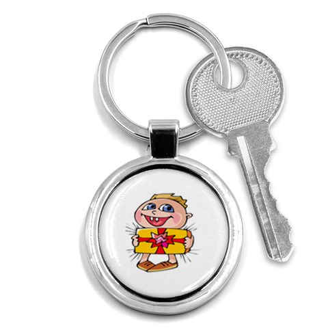 Happy Blue Eyed Boy Key Chain (Round) from ArtsNow.com Front