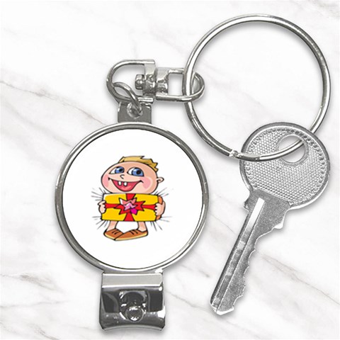 Happy Blue Eyed Boy Nail Clippers Key Chain from ArtsNow.com Front