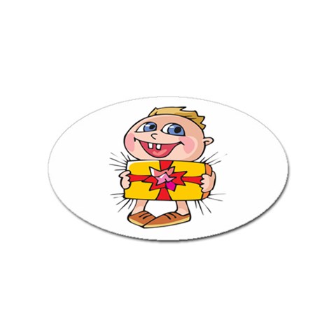 Happy Blue Eyed Boy Sticker (Oval) from ArtsNow.com Front