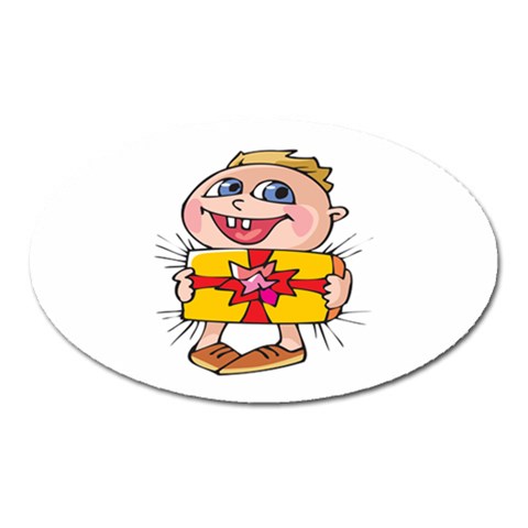 Happy Blue Eyed Boy Magnet (Oval) from ArtsNow.com Front