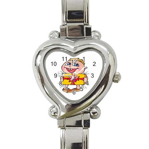 Happy Blue Eyed Boy Heart Italian Charm Watch from ArtsNow.com Front