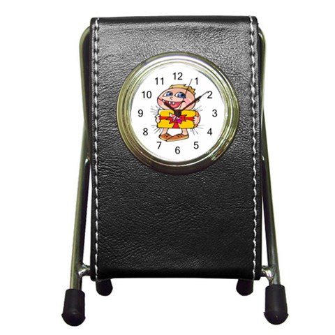 Happy Blue Eyed Boy Pen Holder Desk Clock from ArtsNow.com Front