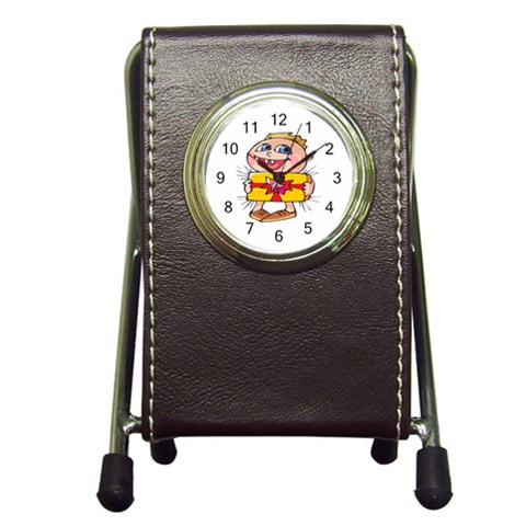 Happy Blue Eyed Boy Pen Holder Desk Clock from ArtsNow.com Front