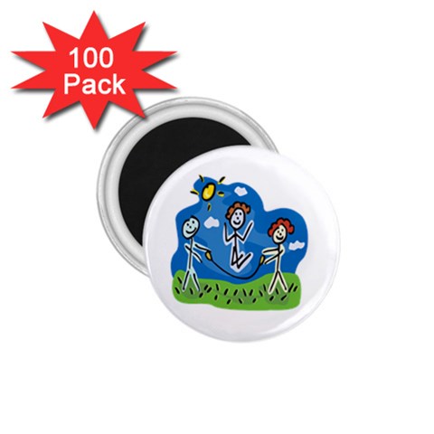 Jump Roping Kids 1.75  Magnet (100 pack)  from ArtsNow.com Front