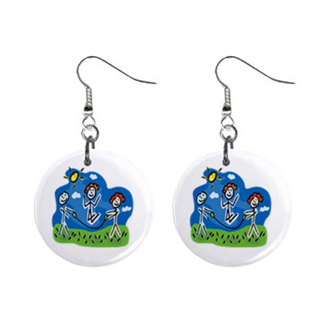 Jump Roping Kids 1  Button Earrings from ArtsNow.com Front