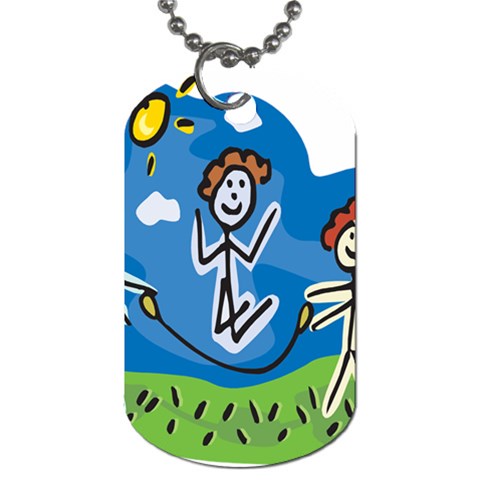 Jump Roping Kids Dog Tag (Two Sides) from ArtsNow.com Back