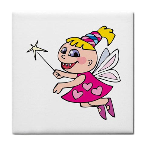 Happy Fairy Girl Tile Coaster from ArtsNow.com Front