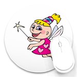 Happy Fairy Girl Round Mousepad