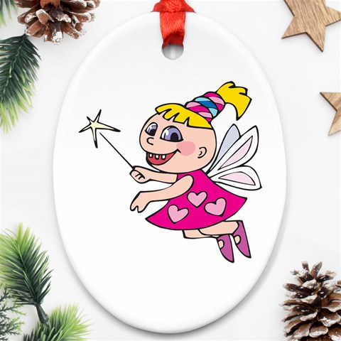 Happy Fairy Girl Ornament (Oval) from ArtsNow.com Front