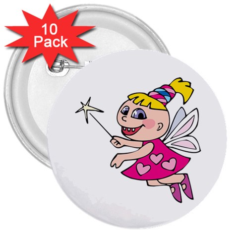 Happy Fairy Girl 3  Button (10 pack) from ArtsNow.com Front