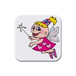 Happy Fairy Girl Rubber Square Coaster (4 pack)