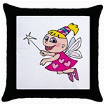 Happy Fairy Girl Throw Pillow Case (Black)