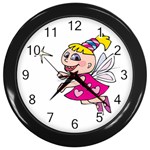 Happy Fairy Girl Wall Clock (Black)