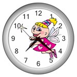 Happy Fairy Girl Wall Clock (Silver)