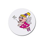 Happy Fairy Girl Rubber Round Coaster (4 pack)