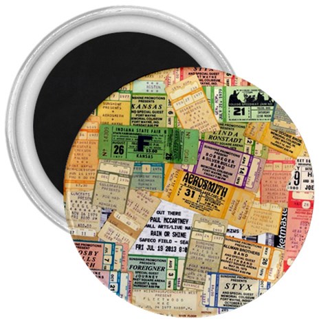 Retro Concert Tickets 3  Button Magnet from ArtsNow.com Front