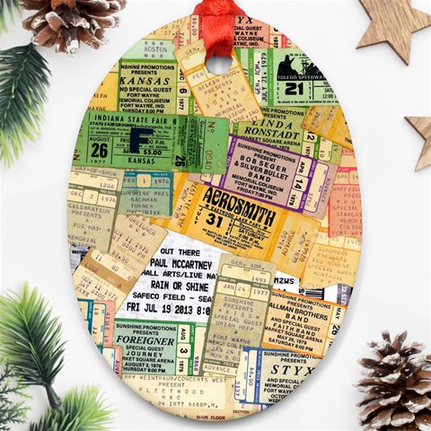 Retro Concert Tickets Oval Ornament from ArtsNow.com Front