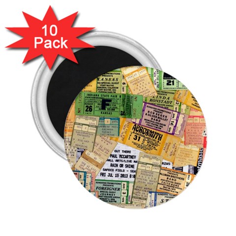 Retro Concert Tickets 2.25  Button Magnet (10 pack) from ArtsNow.com Front