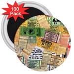 Retro Concert Tickets 3  Button Magnet (100 pack)