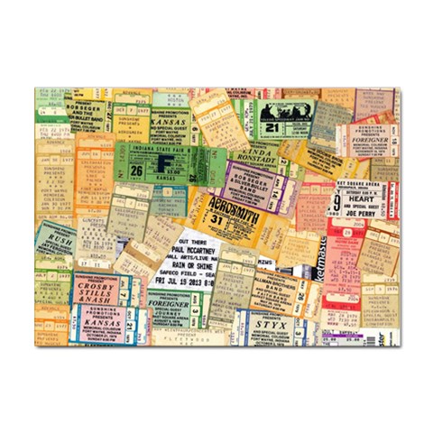 Retro Concert Tickets A4 Sticker 10 Pack from ArtsNow.com Front