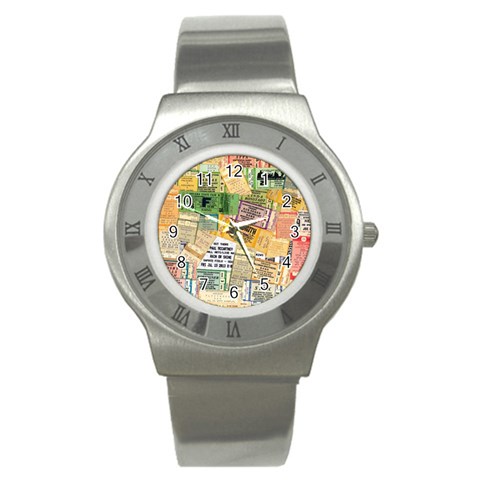 Retro Concert Tickets Stainless Steel Watch (Slim) from ArtsNow.com Front