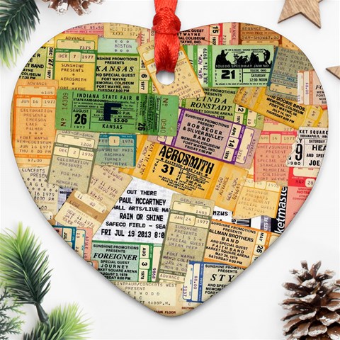 Retro Concert Tickets Heart Ornament (Two Sides) from ArtsNow.com Back