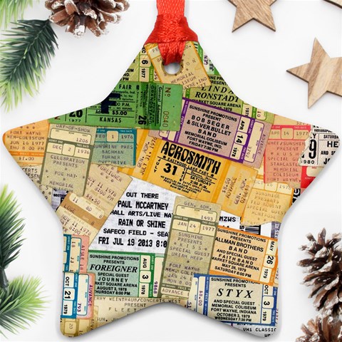 Retro Concert Tickets Star Ornament (Two Sides) from ArtsNow.com Back