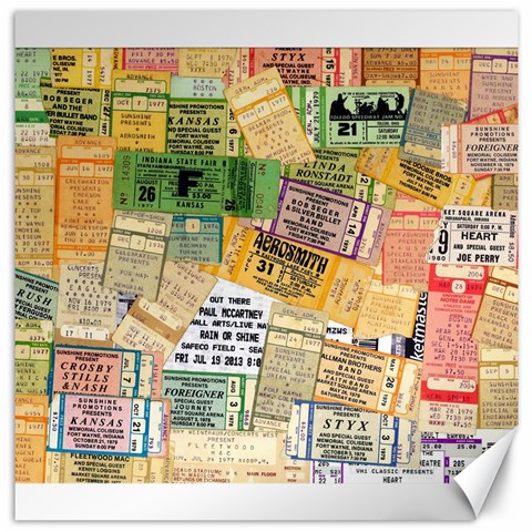 Retro Concert Tickets Canvas 12  x 12  (Unframed) from ArtsNow.com 11.4 x11.56  Canvas - 1