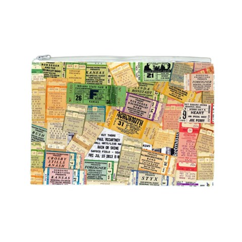 Retro Concert Tickets Cosmetic Bag (Large) from ArtsNow.com Front