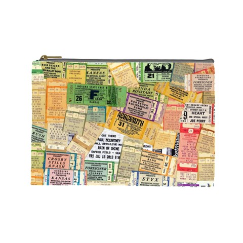 Retro Concert Tickets Cosmetic Bag (Large) from ArtsNow.com Front