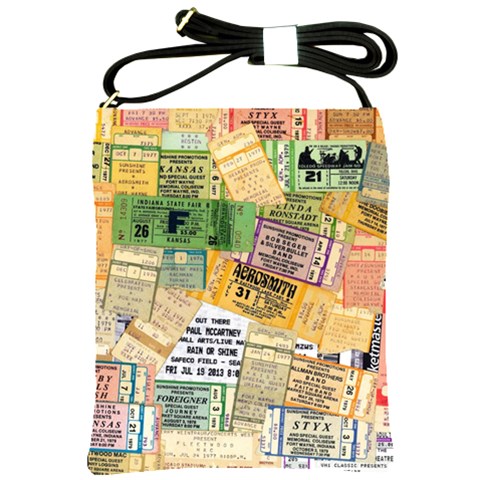 Retro Concert Tickets Shoulder Sling Bag from ArtsNow.com Front