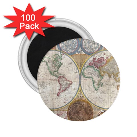 1794 World Map 2.25  Button Magnet (100 pack) from ArtsNow.com Front