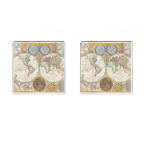 1794 World Map Cufflinks (Square) from ArtsNow.com Front(Pair)