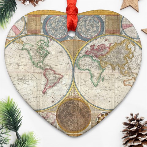 1794 World Map Heart Ornament (Two Sides) from ArtsNow.com Back