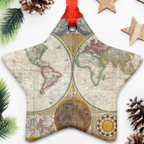 1794 World Map Star Ornament (Two Sides) from ArtsNow.com Back