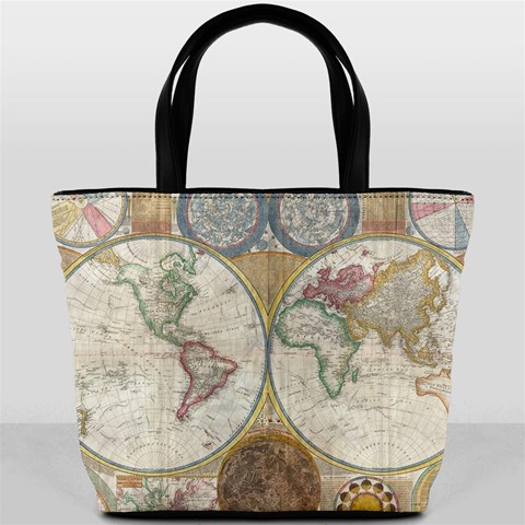 1794 World Map Bucket Handbag from ArtsNow.com Back