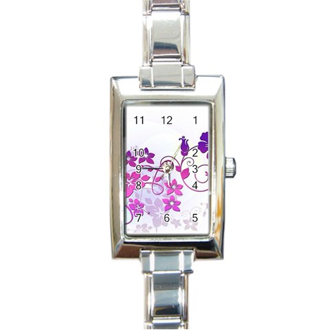 Floral Garden Rectangular Italian Charm Watch from ArtsNow.com Front