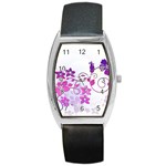 Floral Garden Tonneau Leather Watch