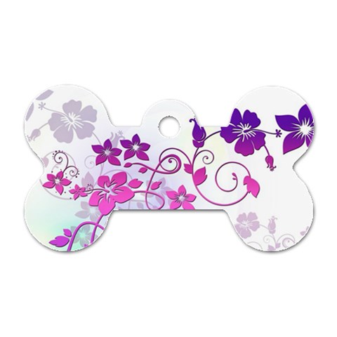 Floral Garden Dog Tag Bone (One Sided) from ArtsNow.com Front