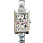 Medieval Mash Up Rectangular Italian Charm Watch