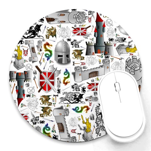 Medieval Mash Up 8  Mouse Pad (Round) from ArtsNow.com Front