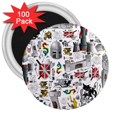 Medieval Mash Up 3  Button Magnet (100 pack) from ArtsNow.com Front