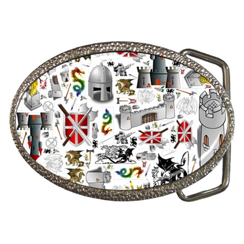 Medieval Mash Up Belt Buckle (Oval) from ArtsNow.com Front