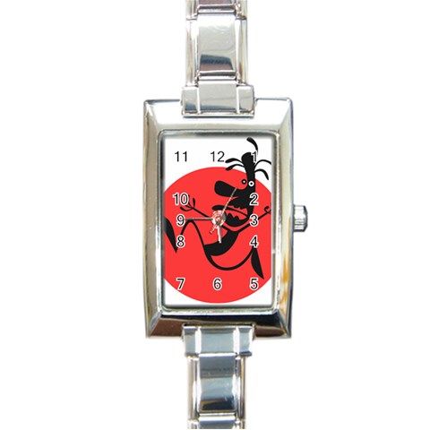 Running Man Rectangular Italian Charm Watch from ArtsNow.com Front