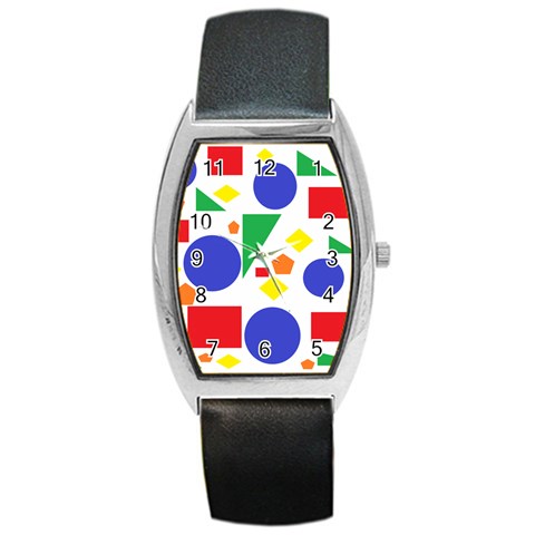 Random Geometrics Tonneau Leather Watch from ArtsNow.com Front