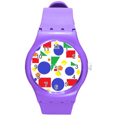 Random Geometrics Plastic Sport Watch (Medium) from ArtsNow.com Front