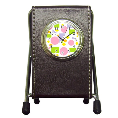 Spring Geometrics Stationery Holder Clock from ArtsNow.com Front